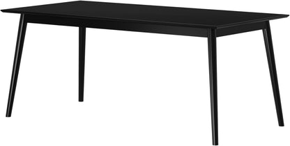 72 Inch Mid Century Modern Dining Table, Solid Wood Kitchen & Dining Room Table for 6, Minimalist Table for Dining Room, Rectangular Dinette Table, Black