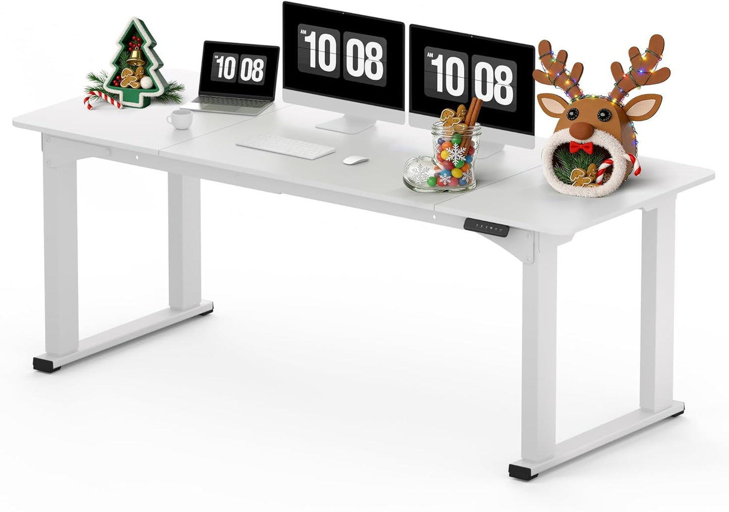 4-Leg Standing Desk, Electric Height Adjustable Desk with Memory Presets for Home Office, Stand up Desk Computer Workstation, 78X32 Inches White