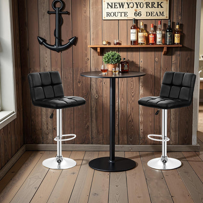 Bar Stools Set of 2, Adjustable PU Leather Swivel Barstools, Modern Counter Stools with Back and Footrest, Counter Height Barstools for Bar, Kitchen and Dining Room
