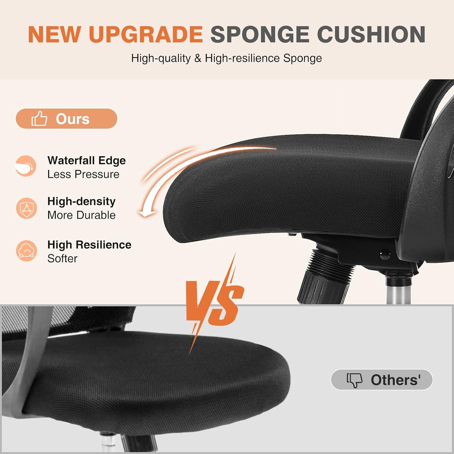 Office Computer Desk Chair, Ergonomic Mid-Back Mesh Rolling Work Swivel Task Chairs with Wheels, Comfortable Lumbar Support, Comfy Flip-Up Arms for Home, Bedroom, Study, Student, Black