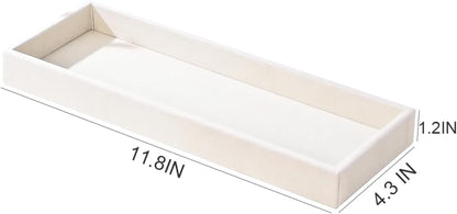 2Pcs Desk Drawer Storage Tray, Nightstand Organizer, Jewelry Display for Necklace, Bracelet, Ring, Earring, Grid Table Organizer Holder for Sunglass, Phone, Watch, Perfume (1 Grid)/Beige