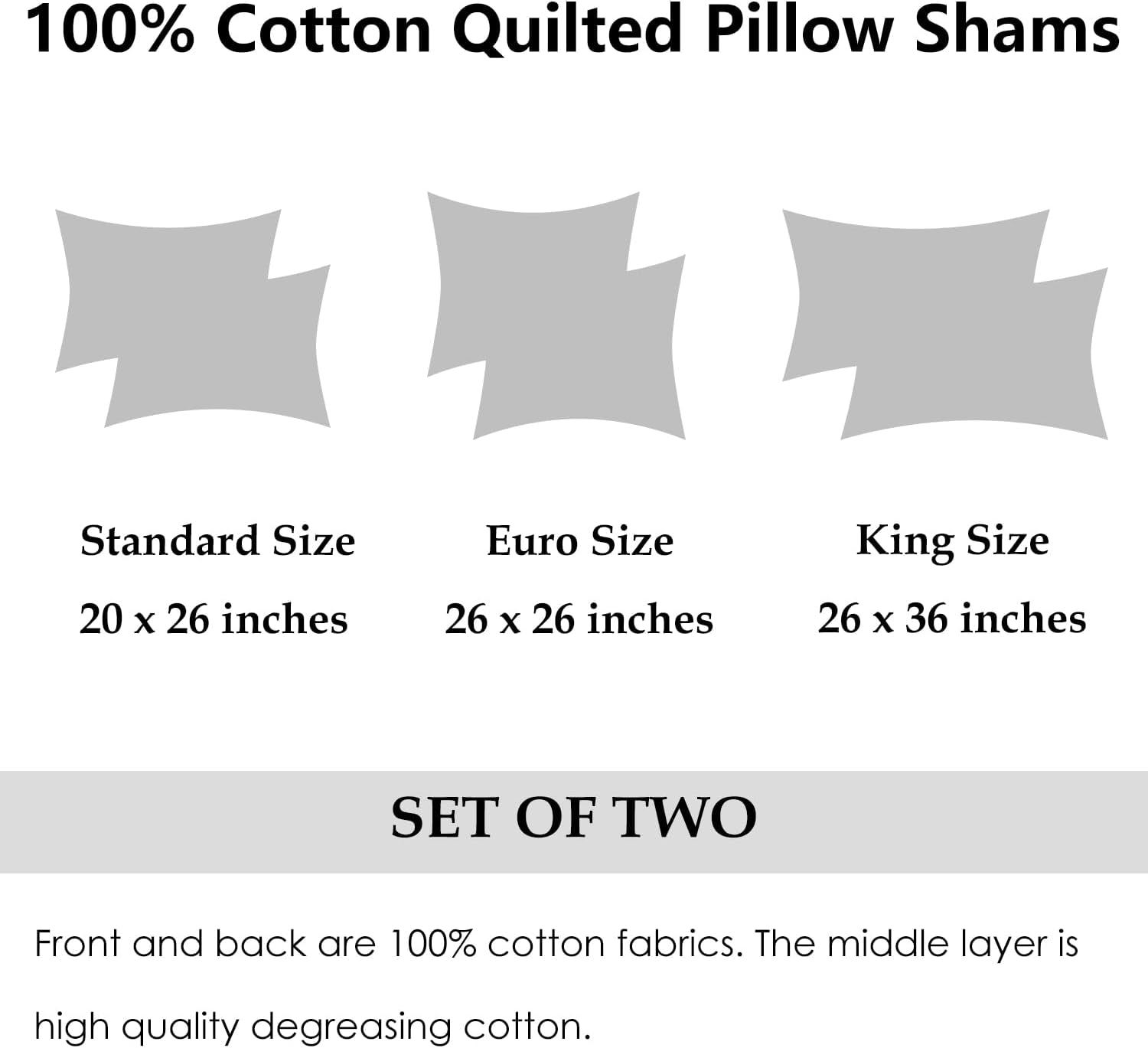 100% Cotton Quilted Pillow Sham Floral Printed Pillow Cover King Size (Baby Blue)