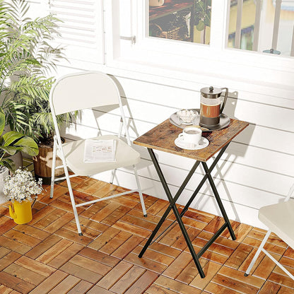 Folding TV Table, TV Tray, Stable Snack Table for Small Space, Portable Sofaside Desk, Easy Assembly and Storage, Ideal for Snacks and Meals in Living Room, Rustic Brown and Black BF15BZ01