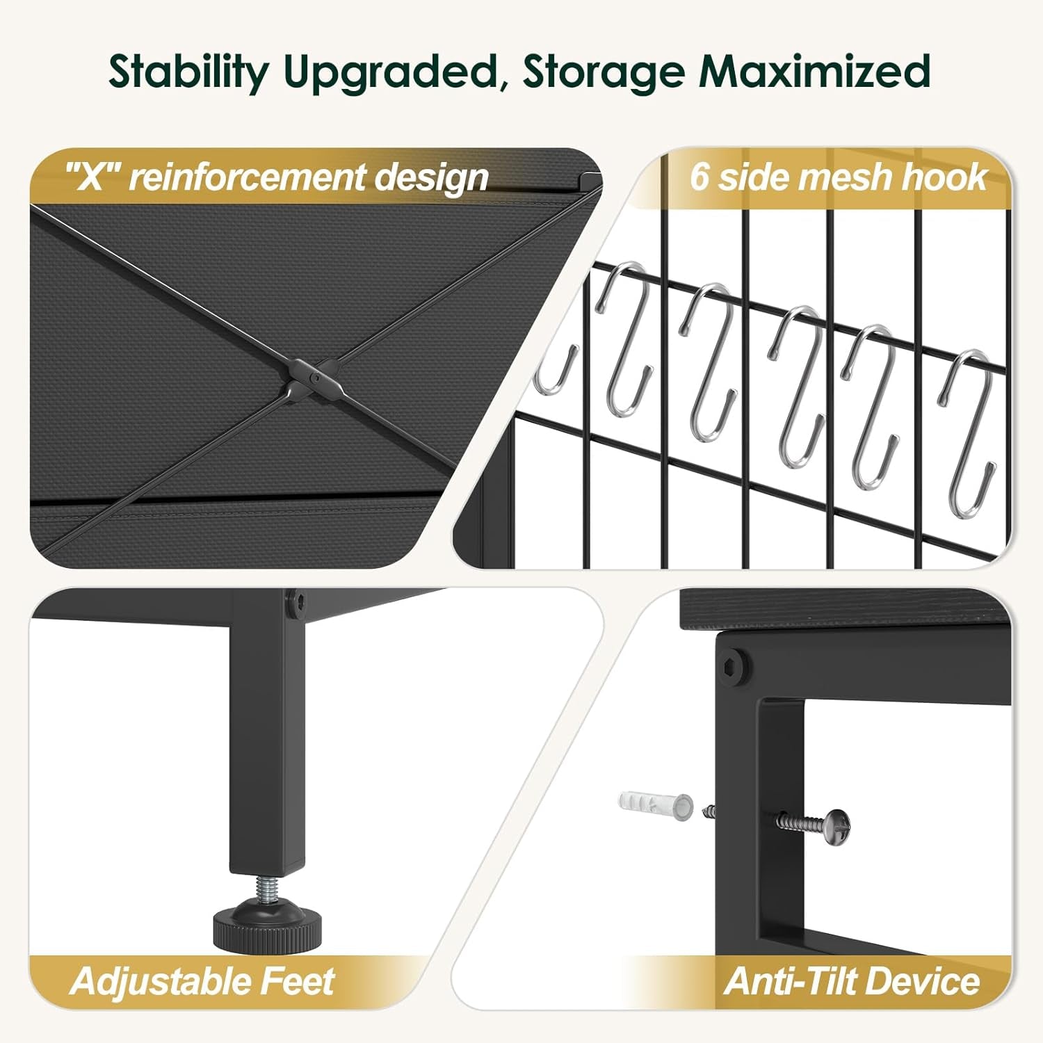 47.2" White Dresser with Hanging Rack, 2 in 1 Bedroom 6 Drawers with LED Lights & Charging Station, Wooden with Fabric Drawers and Clothing Rack (-2)