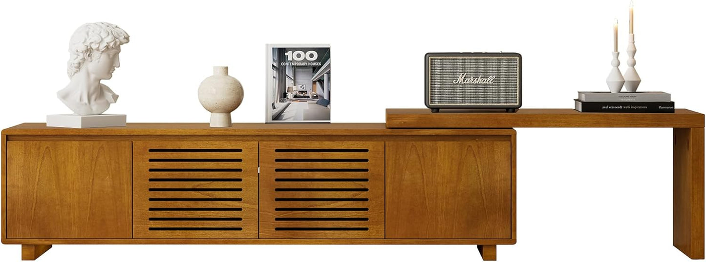 Mid Century Modern TV Stand,Extendable Entertainment Center for 65/70/75/80 Inch Tv,Media Console for Living Room&Bedroom, Walnut