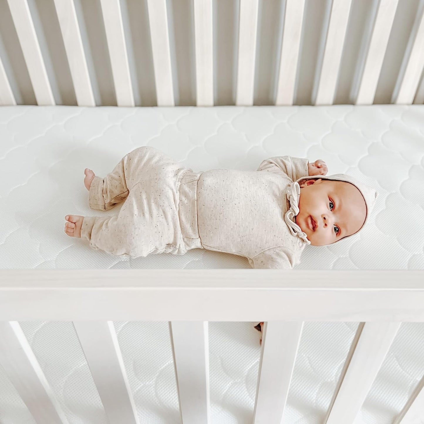 Waterproof Crib Mattress and Toddler Bed - Ultra-Breathable Proven to Reduce Suffocation Risk, Washable Core & Cover, All-Stages, Infant to Toddler, Deluxe 5.5" Thick - White