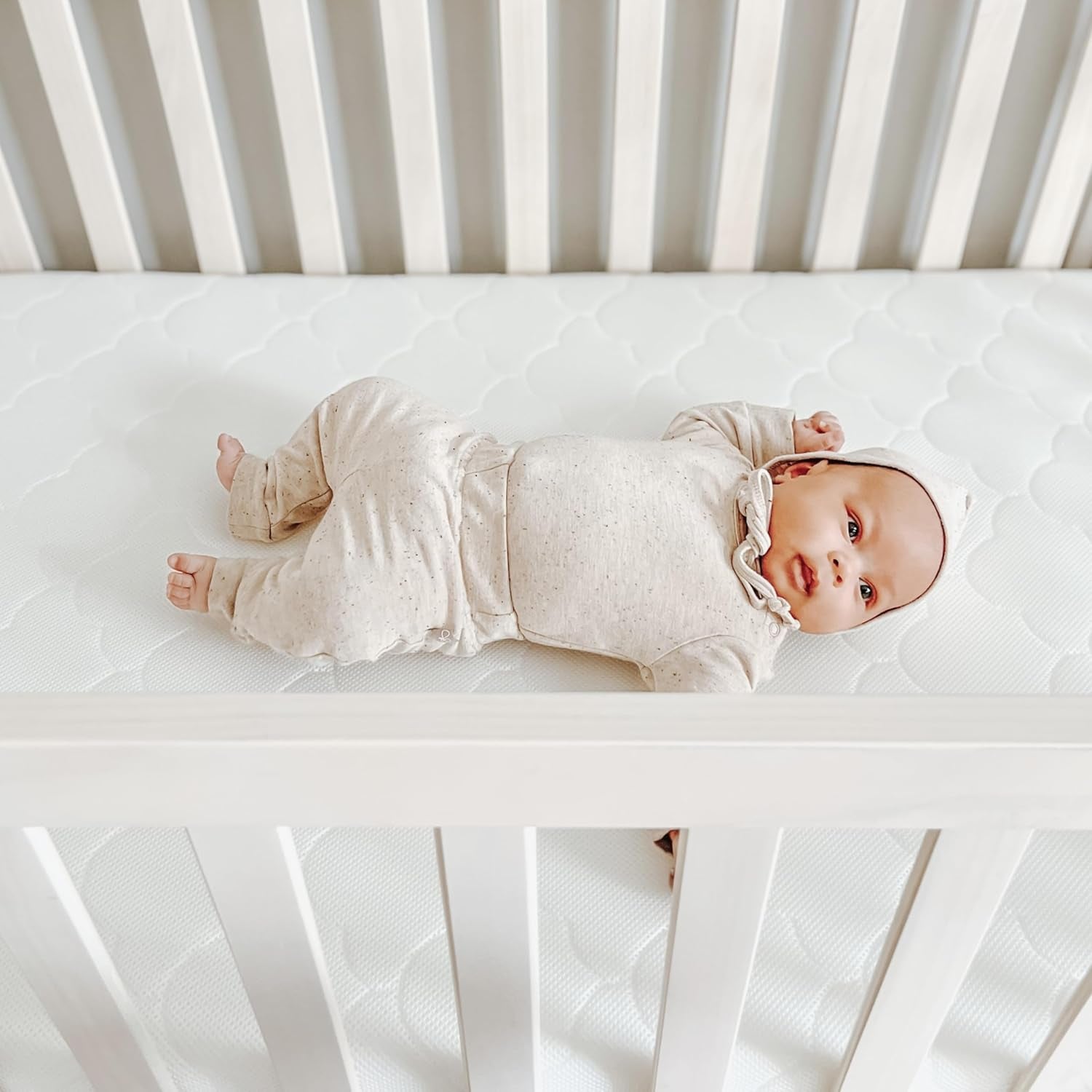 Waterproof Crib Mattress and Toddler Bed - Ultra-Breathable Proven to Reduce Suffocation Risk, Washable Core & Cover, All-Stages, Infant to Toddler, Deluxe 5.5" Thick - White