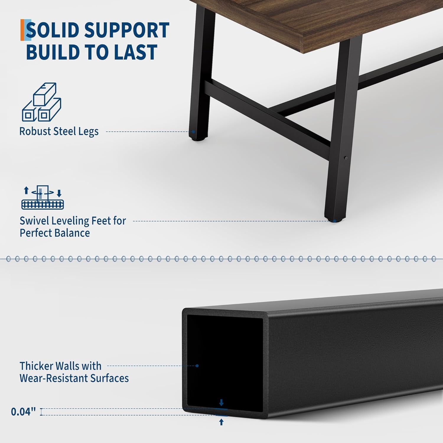 Industrial Dining Table for 6-8 People, 70.87 in Long Wooden Kitchen Table with Sturdy Metal Frame & Rustic Brown Finish (Brown, 70.87 in Long)