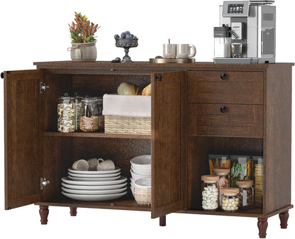 47‘’ TV Stand for Living Room, Mid-Century Modern TV Console with Storage Cabinet, Wooden Television Furniture for Living Room, Entertainment Center with Ample Large Storage Space