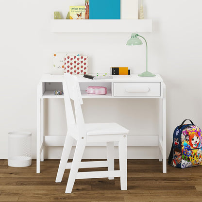 Kids Desk and Chair Set, Study Desk for Kids with Drawers, Wooden Children Table Set, Student Writing Desk Computer Workstation for Bedroom & Study Room