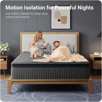12 Inch King Size Mattress, Hybrid Mattress with Smarts Coil™ Pocket Springs for Targeted Support and Nanogel™ Memory Foam for Cool Night Sleep & Motion Isolation, Certipur-Us Certified