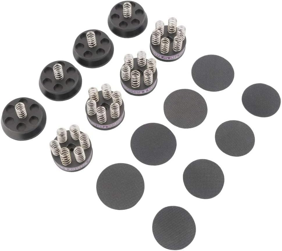 4Px Spring Speaker Spike Pads, Isolation Stand Feet, Aluminum Non-Slip Speaker Floor Protectors, Sound Dampening anti Vibration Speaker Base Pad for Hifi Amplifier/Dac/Turntable/Player