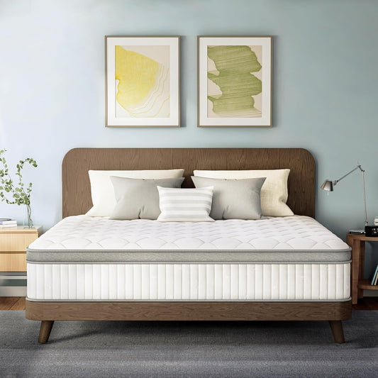 12 Inch Queen Hybrid Mattress in a Box Gel Memory Foam and Pocket Springs for Pressure Relief with Medium Firm Certipur-Us Certified (Queen, 12In)