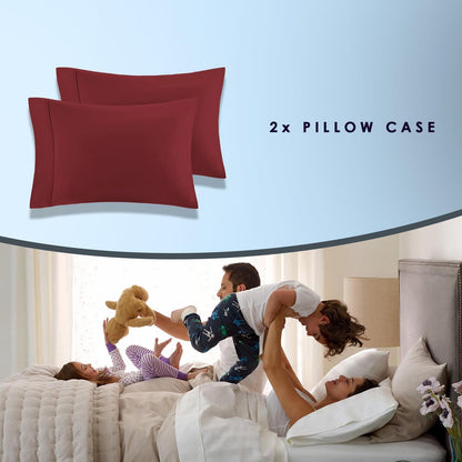 100% Luxury Cotton King Size Pillow Case Rio Red, 1000 Thread Count 100% Long Staple Cotton Sateen Pillowcase, Pillow Covers with Stylish 4" Hem (Combed Cotton King Pillowcase Set of 2)