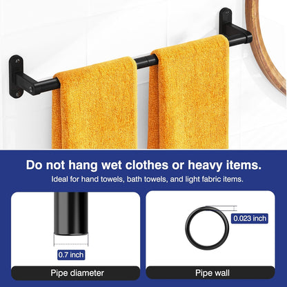 Towel Rack for Bathroom - 24" Rustproof Towel Holder, Sturdy Towel Bar Wall Mounted, Space-Saving Towel Hanger, Bathroom Accessories, Home Decor, Apparment Essentials, Black