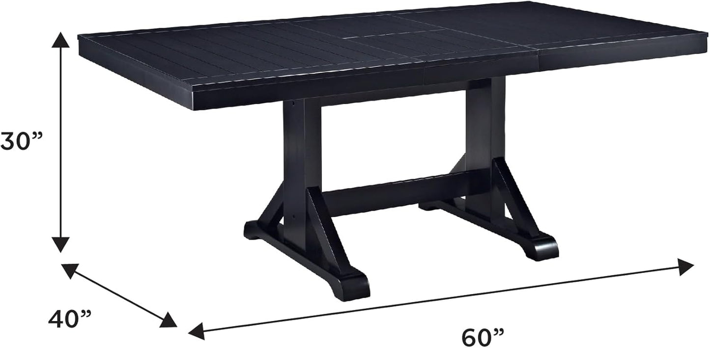 6 to 8 Person Wood Modern Farmhouse Expandable Dining Room Table with Leaf Kitchen Dining Chairs, 60 Inch, Antique Black