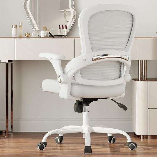 Office Chair - Ergonomic Office Chair with Back Support, Home Office Desk Chairs, Comfy Desk Chair, Computer Chair, 330Lbs Wide Seat Big and Tall Office Chairs for Gamers(White)