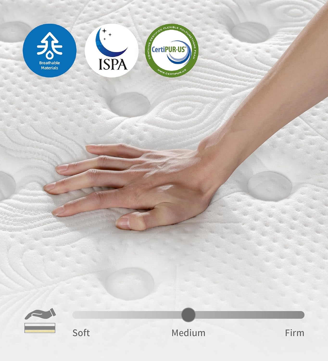 Queen Mattress,12 Inch Queen Size Mattresses Memory Foam Hybrid White Mattress in a Box,With Provide Support and Improve Sleep Mattresses,Medium Firm,Certipur-Us.
