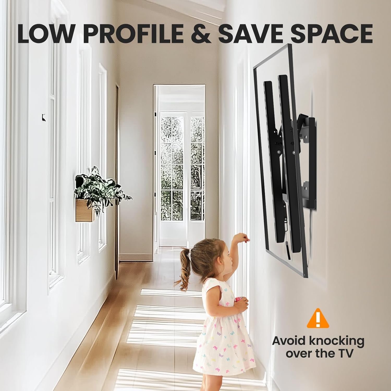 40 50 55 Inch Low Profile TV Wall Mount for 24-65 Inch LED/LCD & Flat/Curved Tvs, Universal Wall Mount Bracket with Safe Lock, Max VESA 400X400Mm, up to 99Lbs & 16 '' Stud