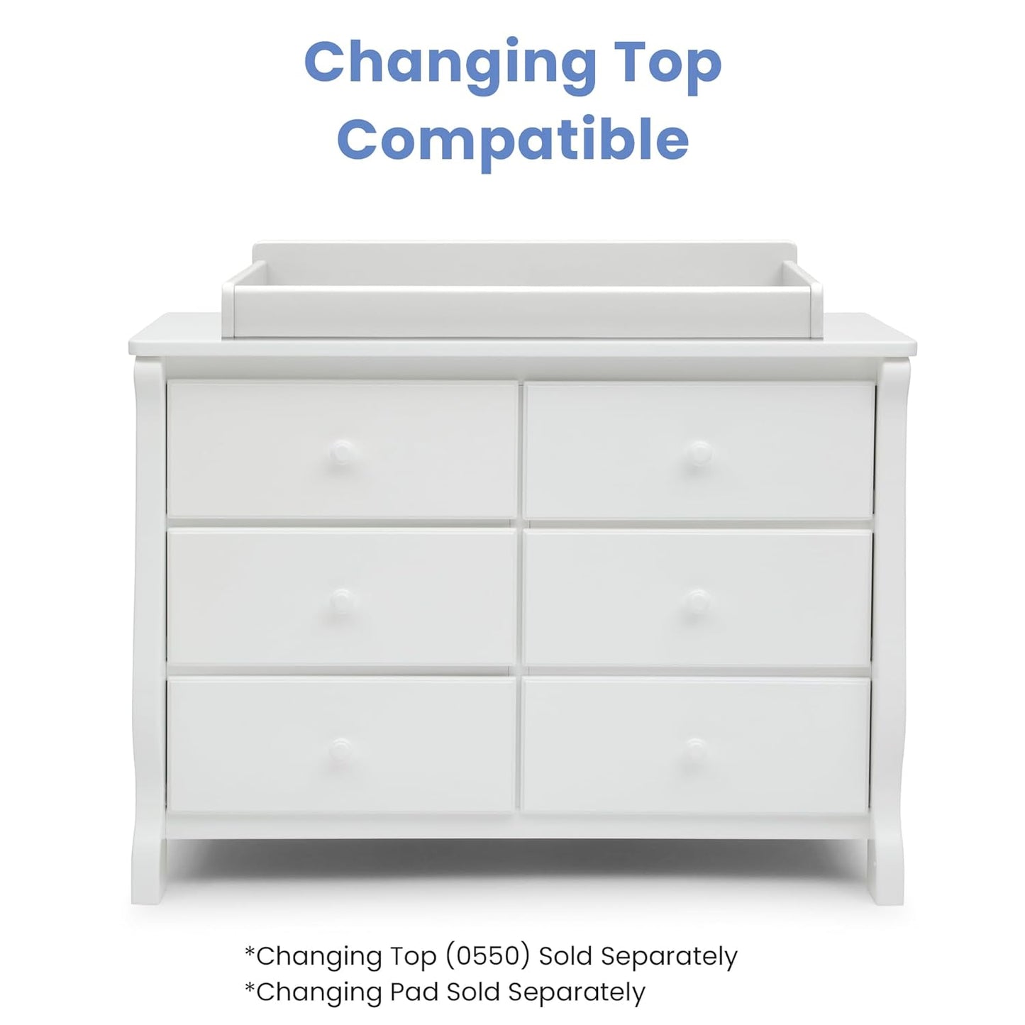 Universal 6 Drawer Dresser with Interlocking Drawers - Greenguard Gold Certified, White