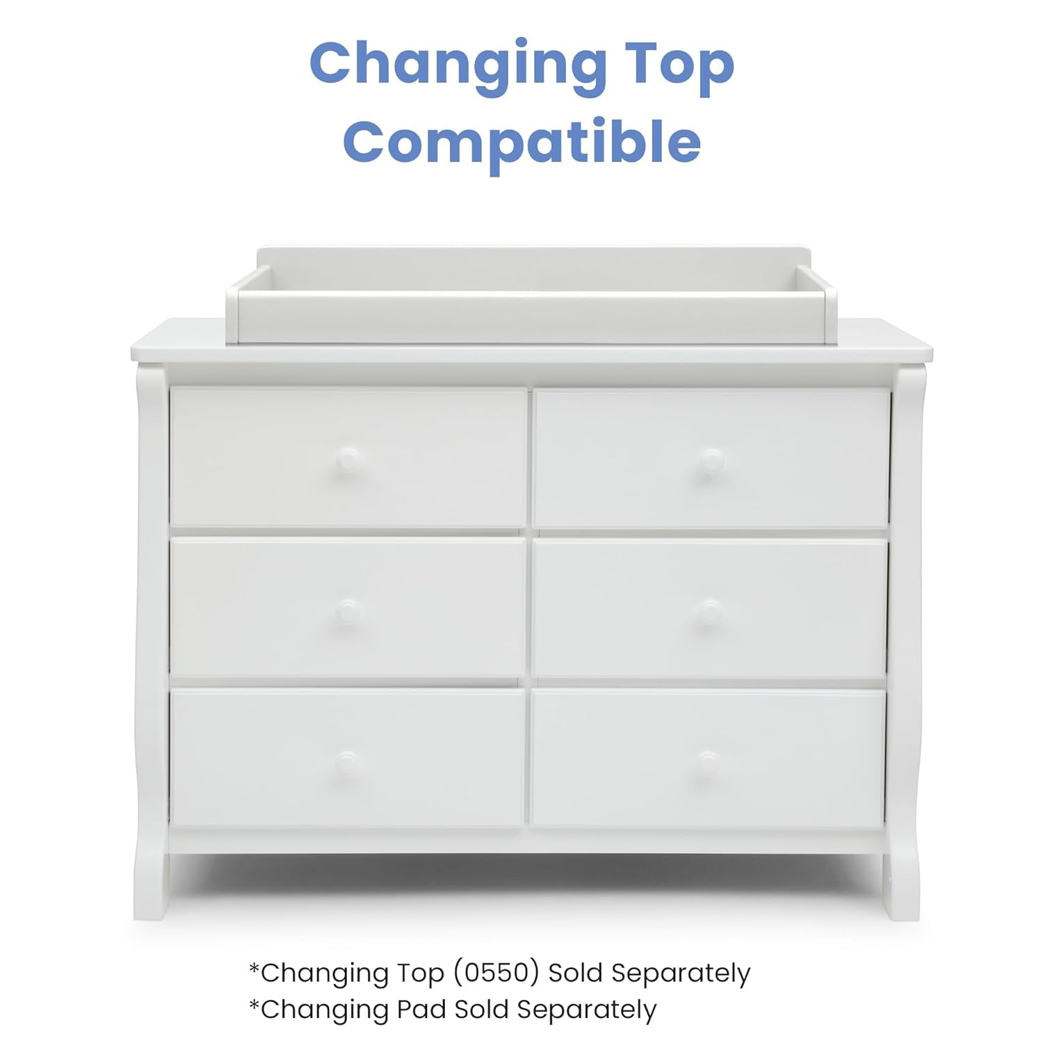Universal 6 Drawer Dresser with Interlocking Drawers - Greenguard Gold Certified, White