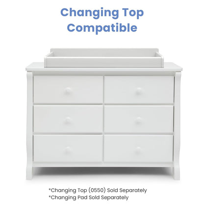 Universal 6 Drawer Dresser with Interlocking Drawers - Greenguard Gold Certified, White