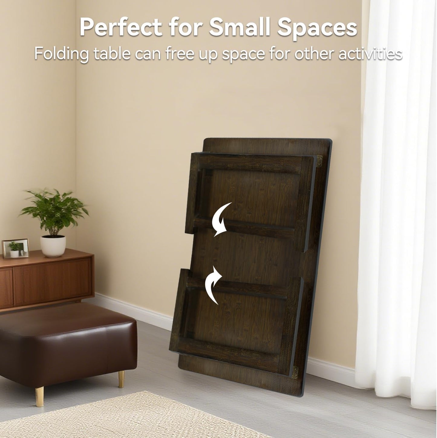 Japanese Folding Floor Table Foldable Coffee Tables Wood Low Tables Versatile for Sitting Dining Table Tea Tatami Desk No Assembly Unique (39.4 * 19.7 * 11.8 Inch)