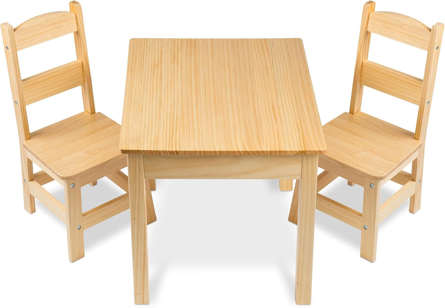 Solid Wood Kids Table and Chairs (2), Premium Quality Wooden Toddler Table and Chair Set for Kids Playroom Furniture & Montessori Classroom Furniture for Boys & Girls Ages 3+