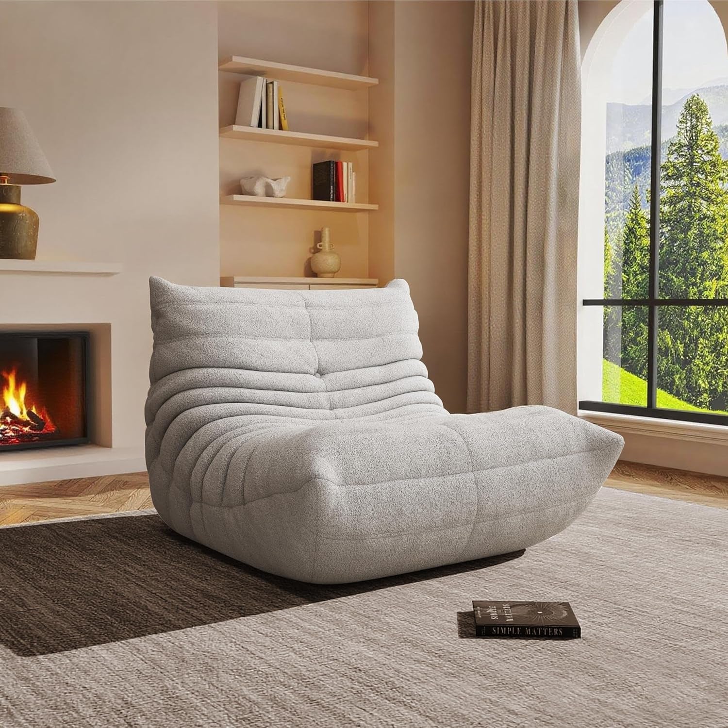 Bean Bag Chair, Oversized Bean Bag Chair for Living Room, Fireside Chair for Adults with Memory Foam Filled, Big Accent Sofa Lounge Floor Sofa for Gaming, Reading, Relax, No Assembly Required. (Grey)