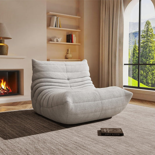 Bean Bag Chair, Oversized Bean Bag Chair for Living Room, Fireside Chair for Adults with Memory Foam Filled, Big Accent Sofa Lounge Floor Sofa for Gaming, Reading, Relax, No Assembly Required. (Grey)