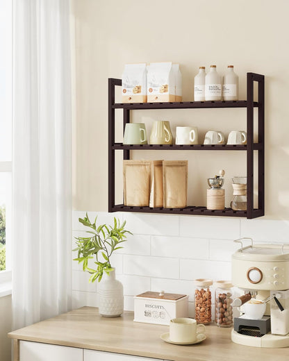 Bamboo Bathroom Shelf, 3-Tier Adjustable Plants Rack, Wall-Mounted or Stand, in the Living Room, Balcony, Kitchen, 5.9 X 23.6 X 21.3 Inches, Brown