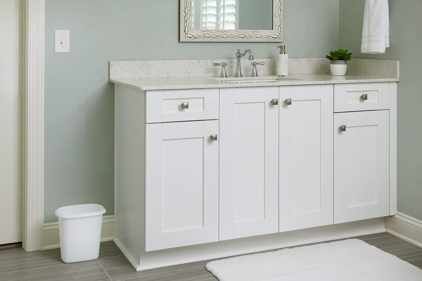 Vanity Trash Can/Wastebasket 1.5-Gallons/6-Quarts White for under Counter/Kitchen/Office/Bedroom/Bathroom