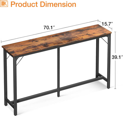 71 Inch Bar Table, Bar Height Pub Table, Counter Height Bar Table, Rectangular High Top Kitchen & Dining Counter Tables with Sturdy Legs & Easy-To-Clean Top, Rustic Brown
