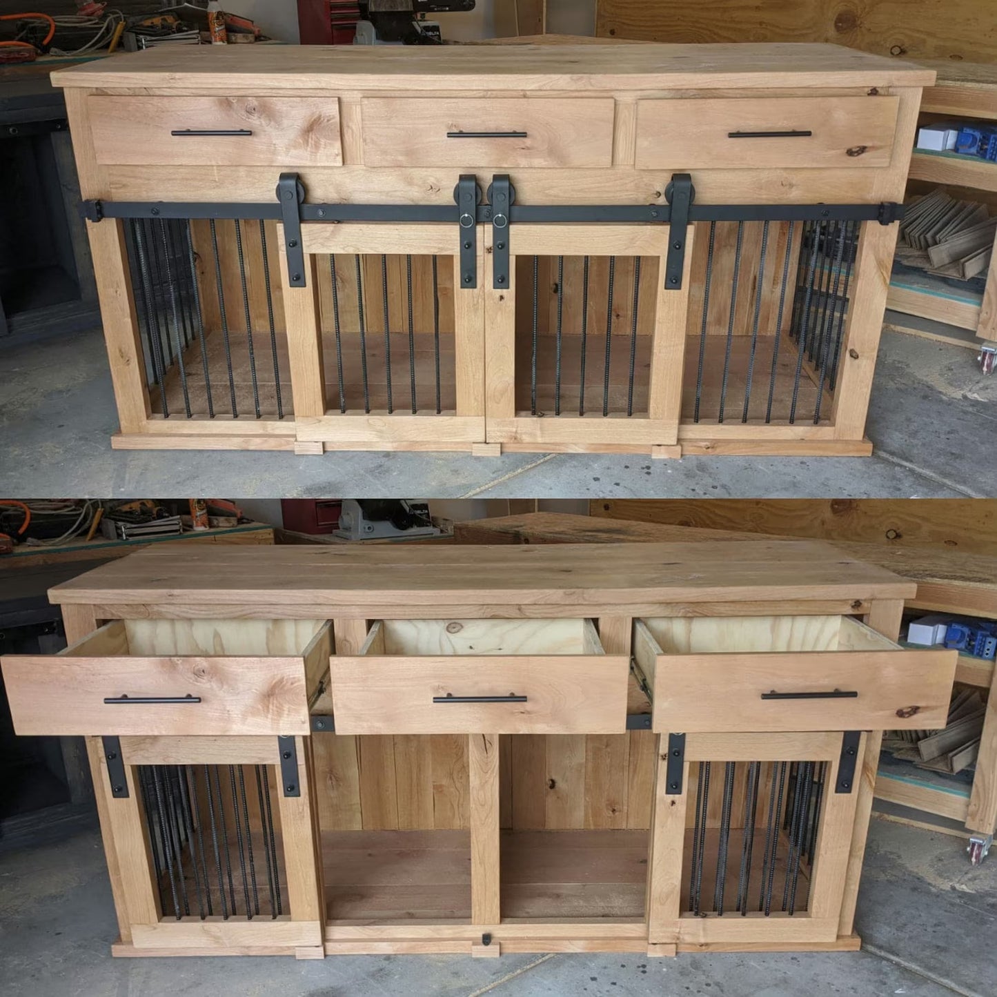 Custom Dog Crate Furniture | End Table | Double Door | Solid Wood Kennels in Many Sizes | Dog TV Stand | Made in USA