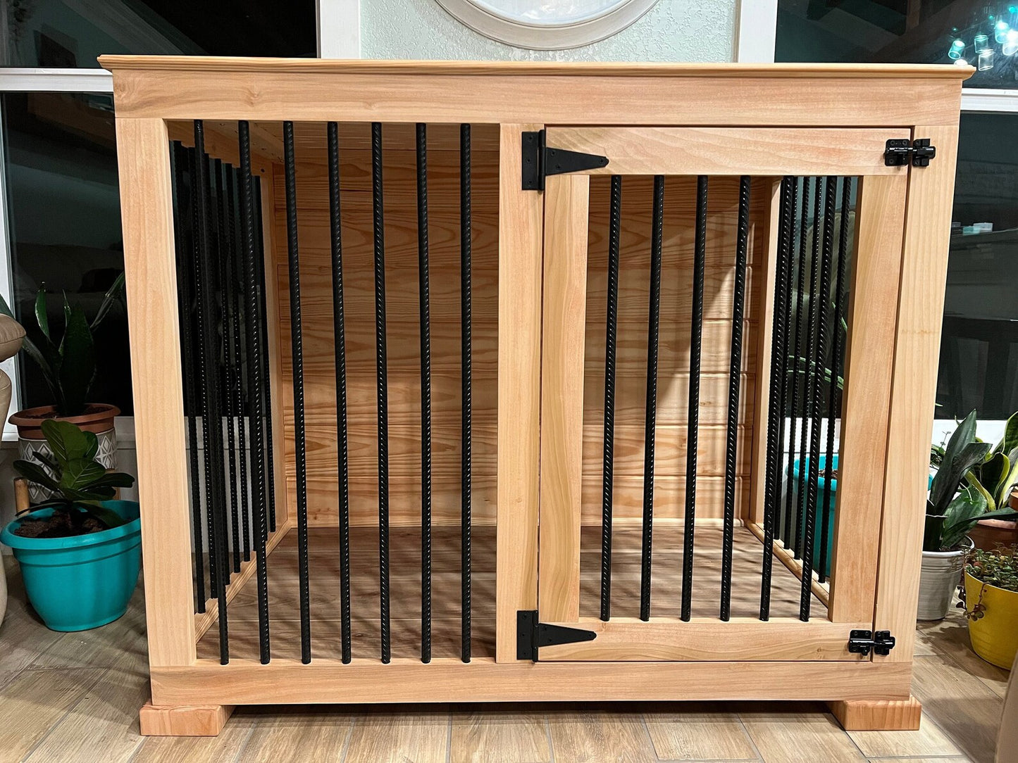 Custom Dog Crate Furniture | End Table | Double Door | Solid Wood Kennels in Many Sizes | Dog TV Stand | Made in USA