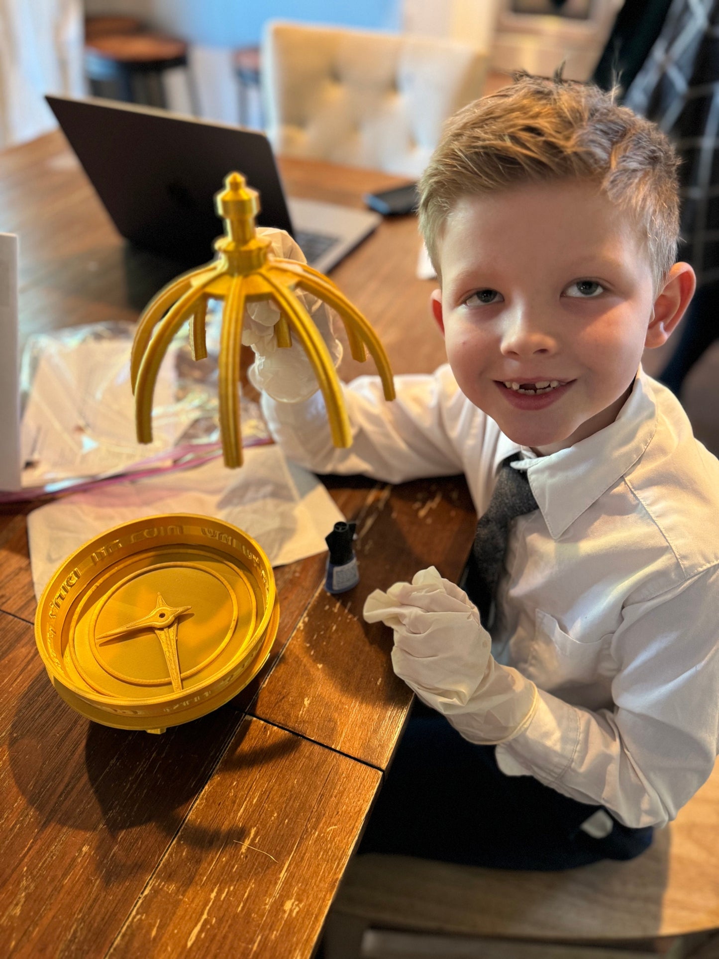 Large 3D Printed Liahona, Book of Mormon, 6" Diameter, 8" Tall, Silk Gold Eco-Pla, Made to Order by Precocious 6 Year Old, Fragile