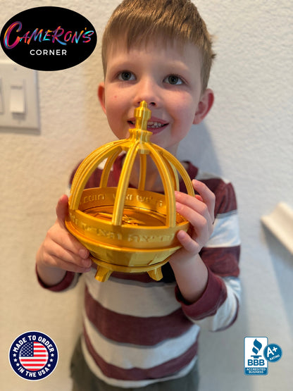 Large 3D Printed Liahona, Book of Mormon, 6" Diameter, 8" Tall, Silk Gold Eco-Pla, Made to Order by Precocious 6 Year Old, Fragile