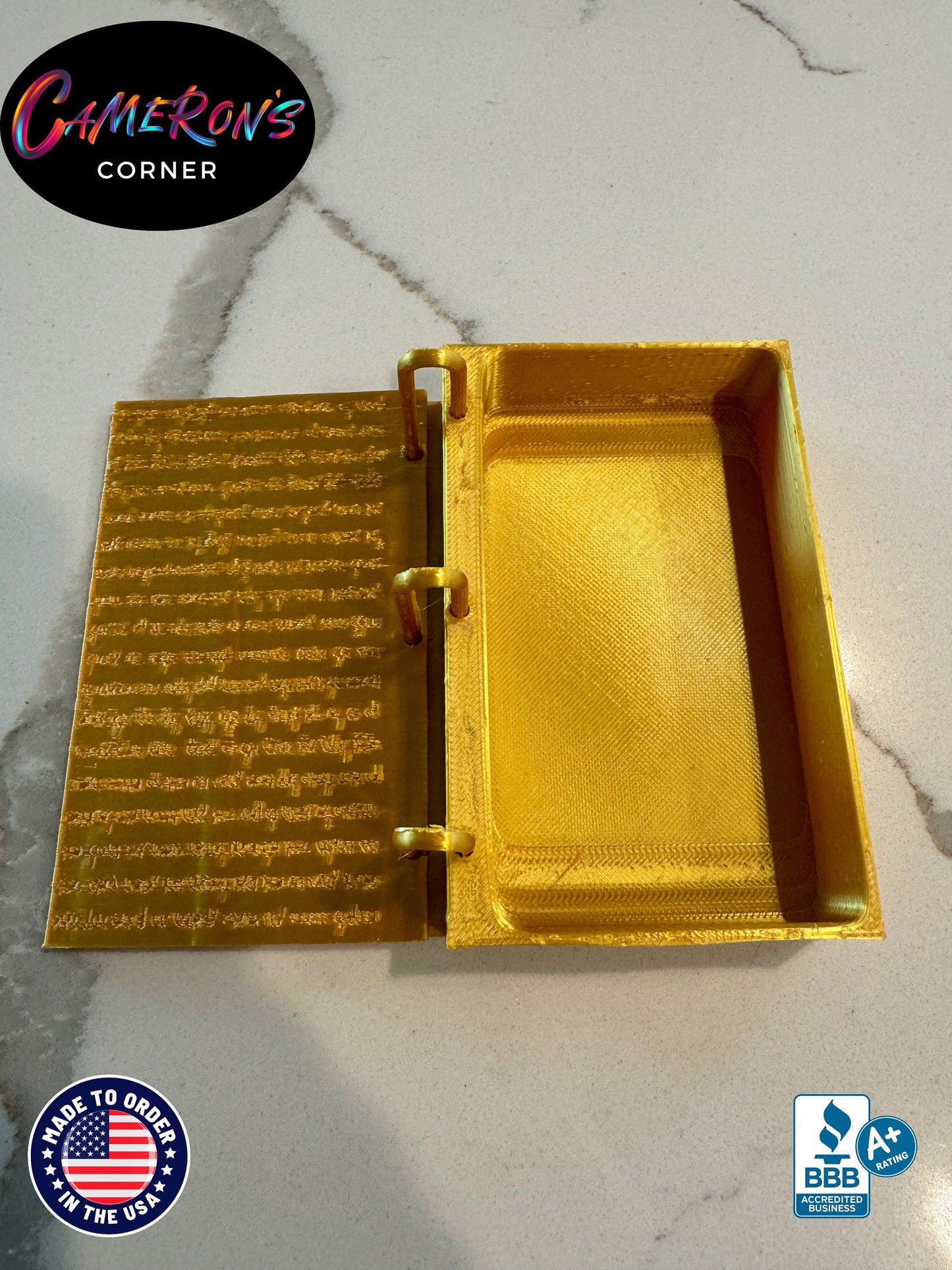 Book of Mormon Golden Plates Model, 3D Printed, Small or Large, 3Rd Nephi 11 in Hebrew, Storage Compartment, Made to Order by 6 Year Old