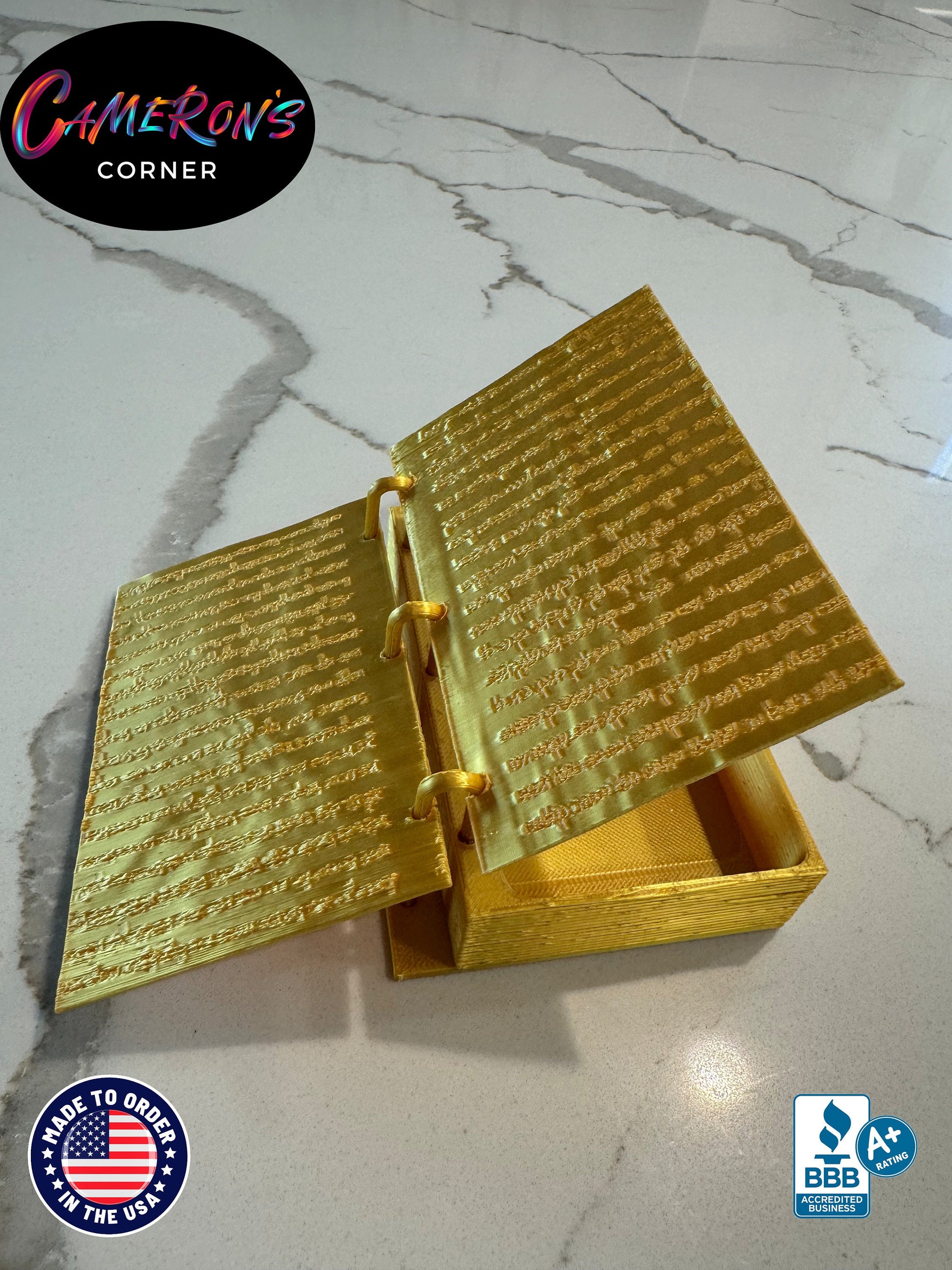 Book of Mormon Golden Plates Model, 3D Printed, Small or Large, 3Rd Nephi 11 in Hebrew, Storage Compartment, Made to Order by 6 Year Old