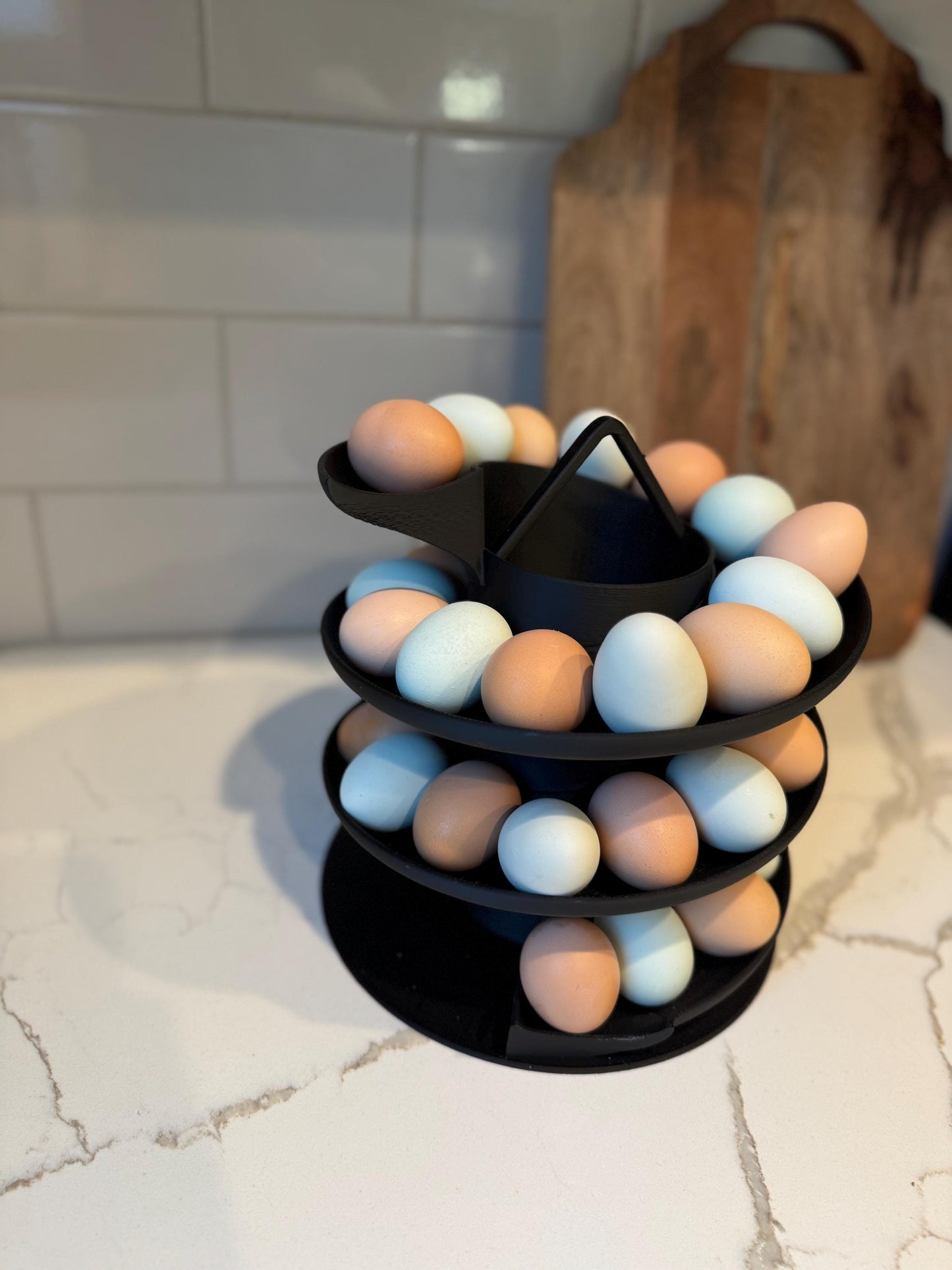 3D Printed Egg Spiral Storage – Handmade in California by 6-Year-Old Maker Carter | Farmhouse Kitchen Egg Holder