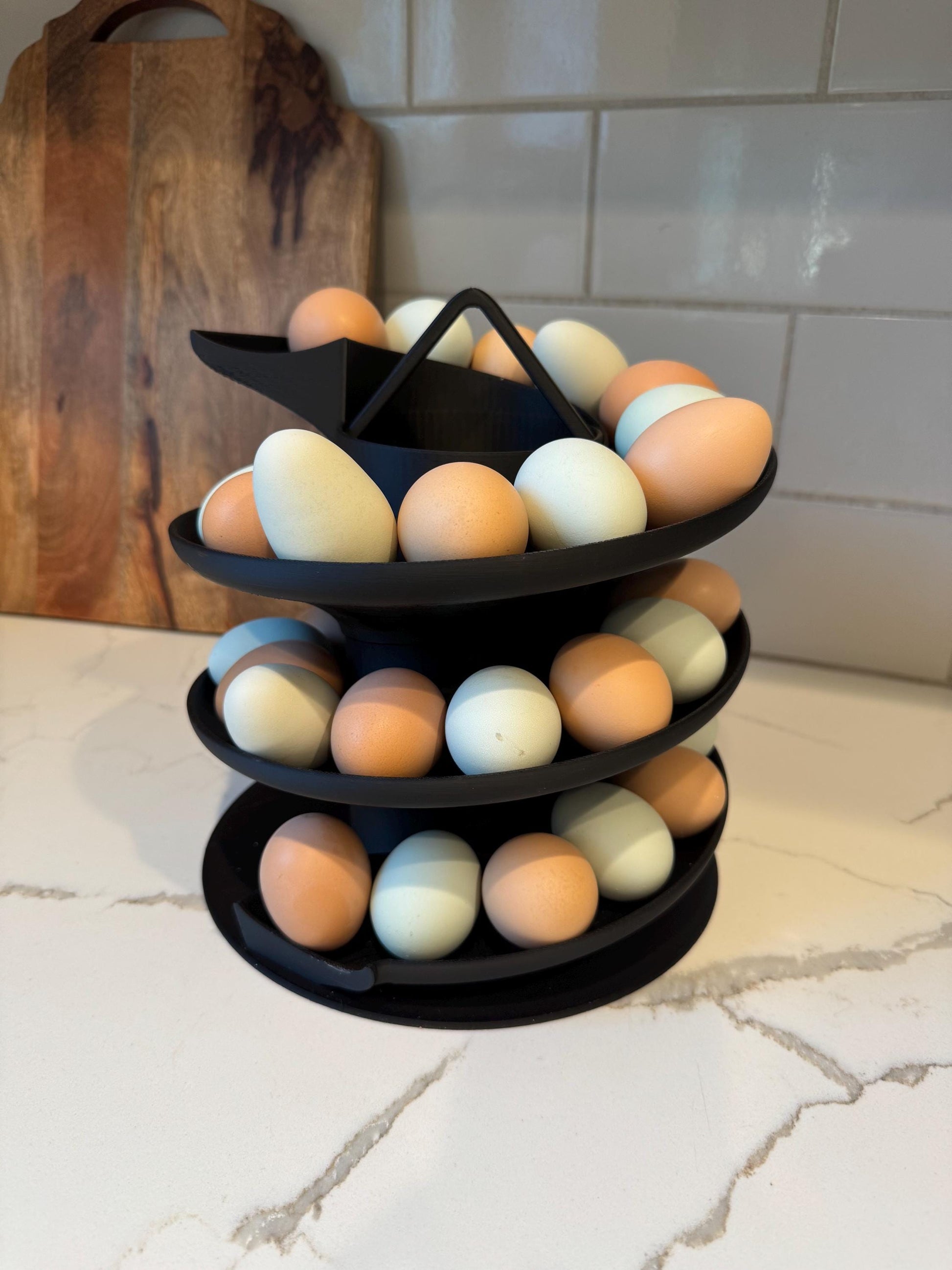 3D Printed Egg Spiral Storage – Handmade in California by 6-Year-Old Maker Carter | Farmhouse Kitchen Egg Holder