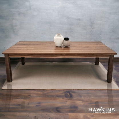 Modern White Oak Dining Table, handcrafted solid wood table made in USA by Hawkins Woodshop